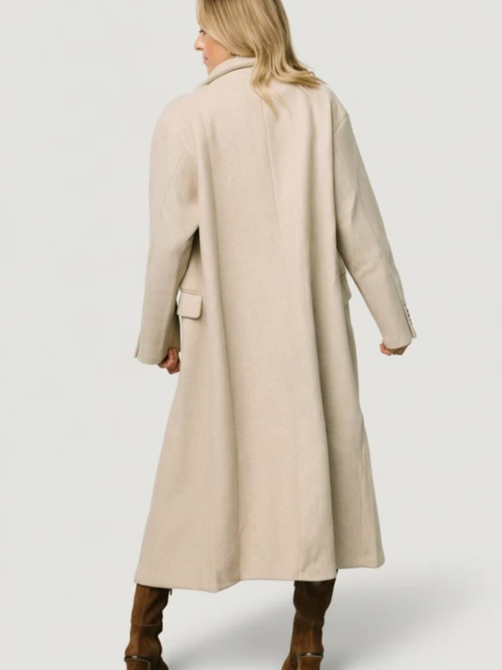 Baltic Born Anderson Double Breasted Long Coat Natural Size M/L - Picture 3 of 16